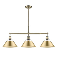 Golden 3306-LP AB-BCB - Yep by Golden Lighting Orwell 3-light Island Light in Aged Brass and Brushed Champagne Brass shade